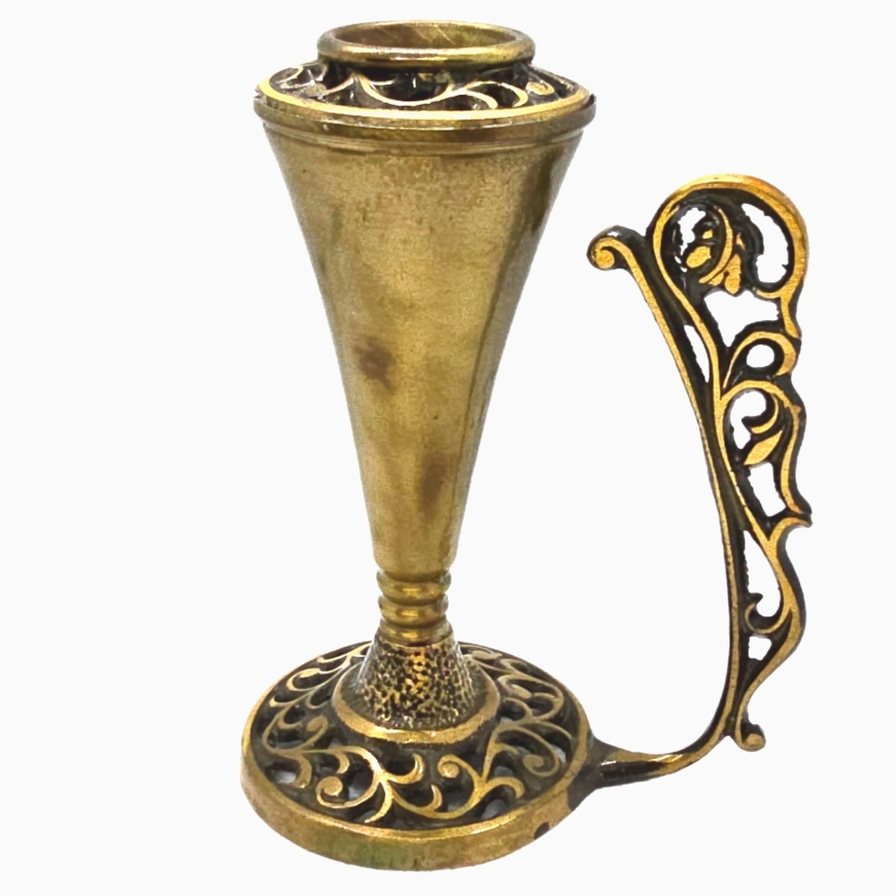 Vintage Oppenheim Israel Brass Candle Holder Ornate